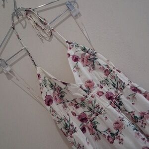 Forever 21 White Floral Dress with Pink Roses